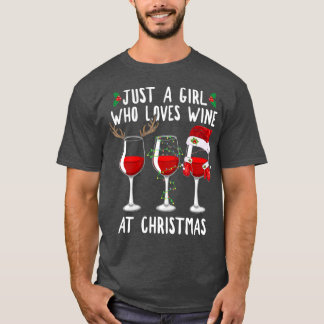 Nur Mädchen, die Lieben Weinglas zu Weihnachten T-Shirt