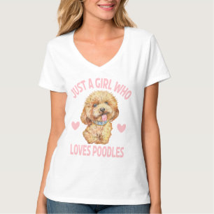 Nur Mädchen liebt Poodles Welpen Hund Cartoon Pude T-Shirt