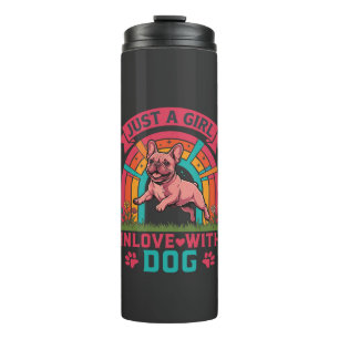 Nur Mädchen verliebt in Hund Französische Bulldogg Thermosbecher