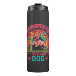 Nur Mädchen verliebt in Hund Französische Bulldogg Thermosbecher