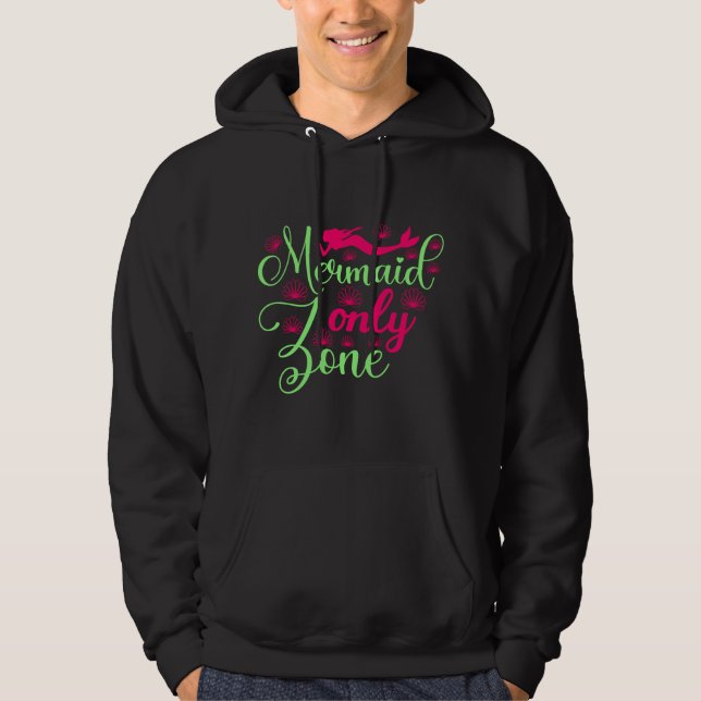 Nur Meerjungfrau-Zone in Hot Pink und Neon Green Hoodie (Vorderseite)