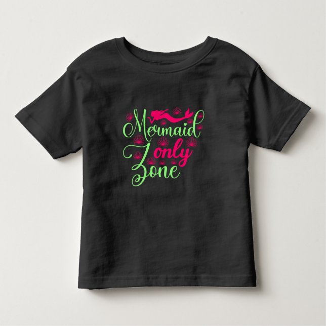 Nur Meerjungfrau-Zone in Hot Pink und Neon Green Kleinkind T-shirt (Vorderseite)