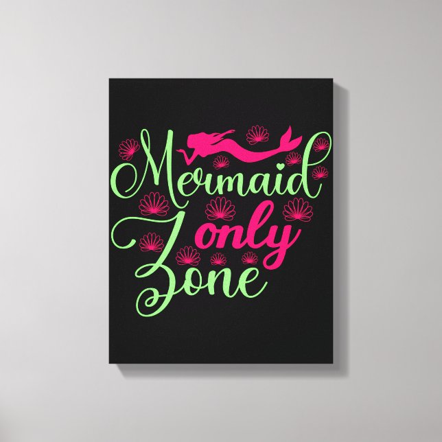 Nur Meerjungfrau-Zone in Hot Pink und Neon Green Leinwanddruck (Vorderseite)