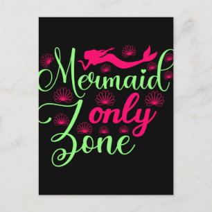 Nur Meerjungfrau-Zone in Hot Pink und Neon Green Postkarte