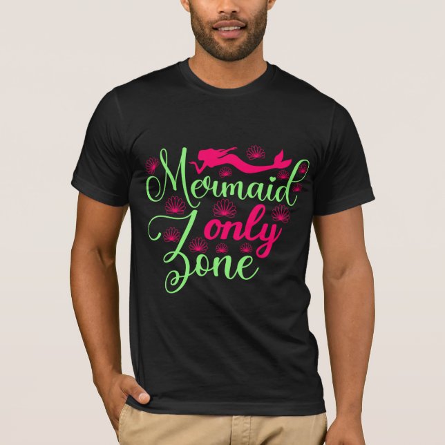 Nur Meerjungfrau-Zone in Hot Pink und Neon Green T-Shirt (Vorderseite)