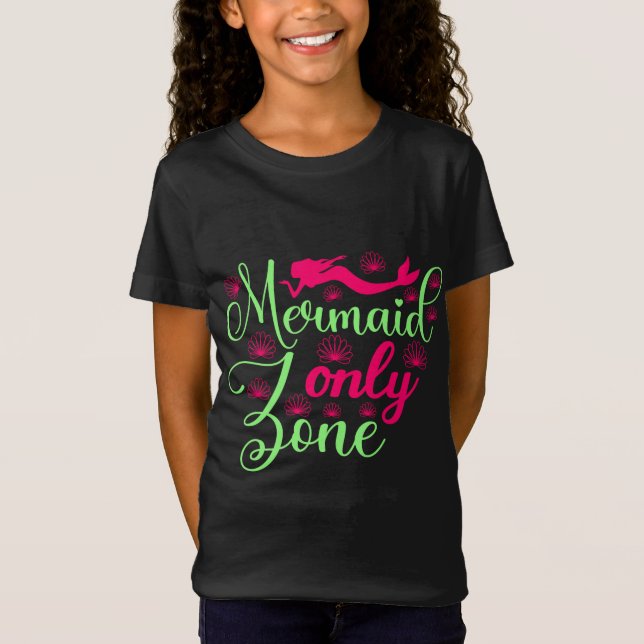 Nur Meerjungfrau-Zone in Hot Pink und Neon Green T-Shirt (Vorderseite)