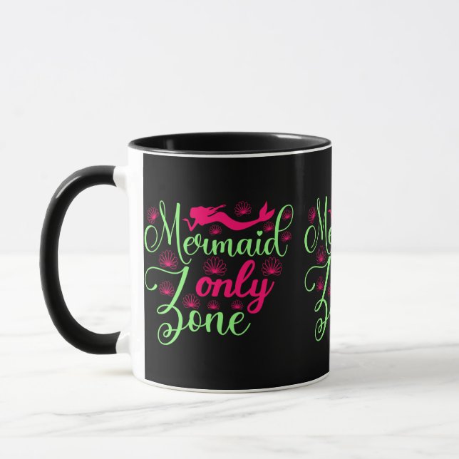Nur Meerjungfrau-Zone in Hot Pink und Neon Green Tasse (Links)