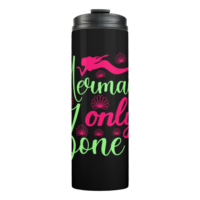 Nur Meerjungfrau-Zone in Hot Pink und Neon Green Thermosbecher (Vorderseite)