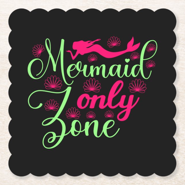 Nur Meerjungfrau-Zone in Hot Pink und Neon Green Untersetzer (Vorderseite)