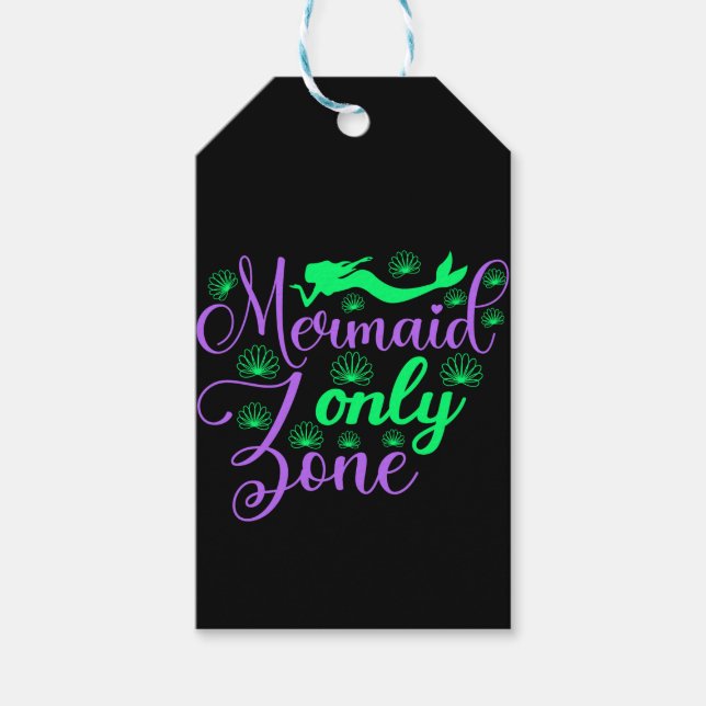 Nur Meerjungfrau Zone in Neon Green und Lila Geschenkanhänger (Vorderseite)