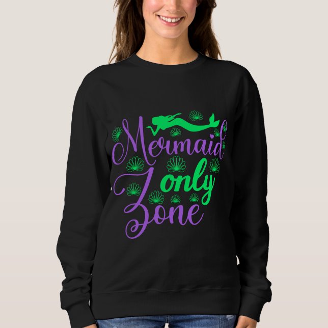 Nur Meerjungfrau Zone in Neon Green und Lila Sweatshirt (Vorderseite)