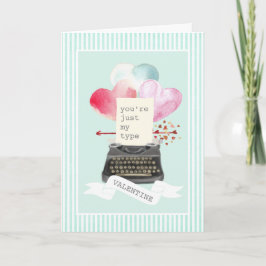Nur mein Typ Mint Stripes Valentine Schreibmaschin Feiertagskarte