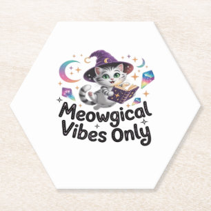 Nur Meowgical Vibes, Floating Kawaii Witch Cat Ov Untersetzer
