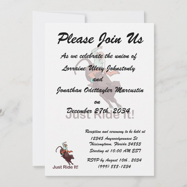 Nur mit Cowboy und Bull Einladung (Vorderseite)