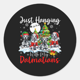 Nur mit meinen Dalmatinern verheddern Weihnachten Runder Aufkleber