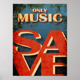 Nur Musik Rette Vintage Typografie Poster