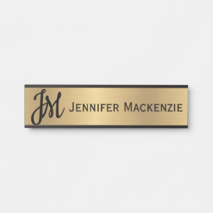 Nur Namensmonogramm Faux-Gold Bürotürschild Türschild