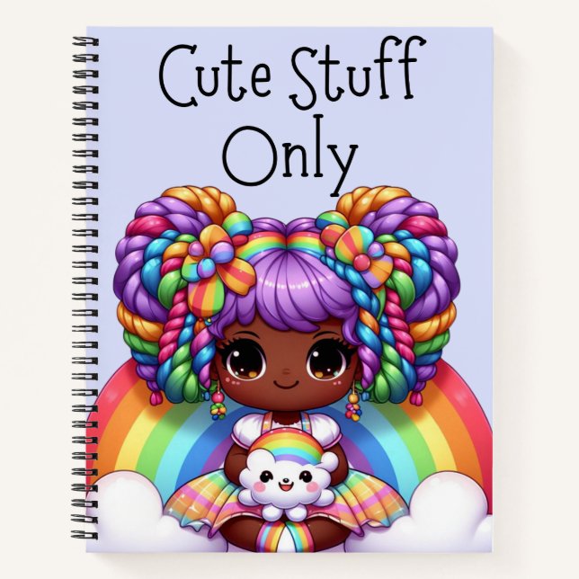 Nur niedliche Stuff - Blue Kawaii Rainbow Notizbuch (Vorderseite)