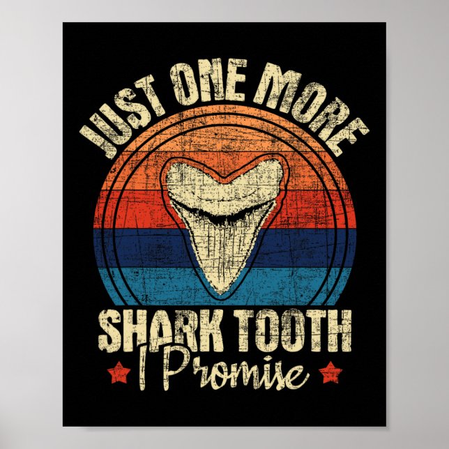 Nur noch ein Hai-Zahn I Versprechen - Retro Fossil Poster (Vorne)