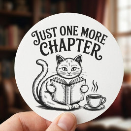 Nur noch ein Kapitel Katzen lesen ein Buch Runder Aufkleber
