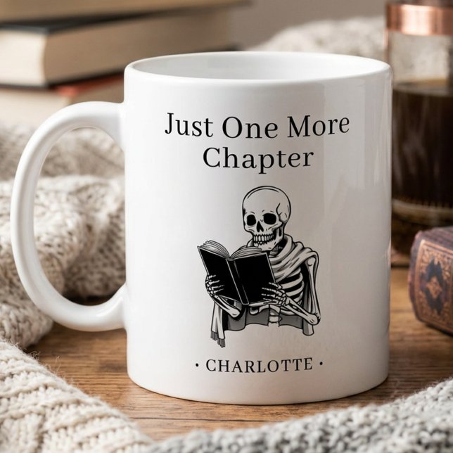 Nur noch ein Kapitel Lustiger Leseskelett Kaffeetasse (Von Creator hochgeladen)