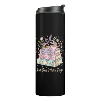 Nur noch eine Seite Florale Bücher Lesedesign Thermosbecher
