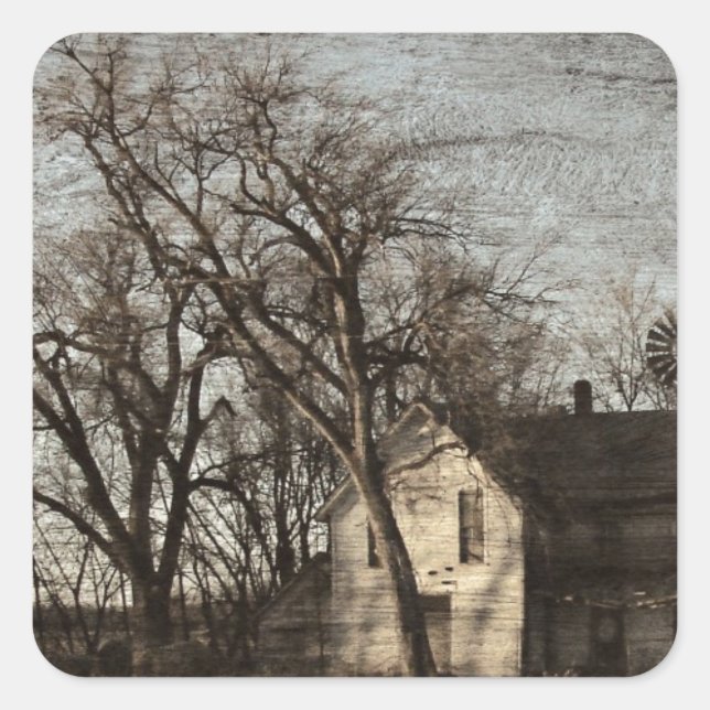 Nur noch Erinnerungen, das Landhaus verlassen Quadratischer Aufkleber (Vorderseite)