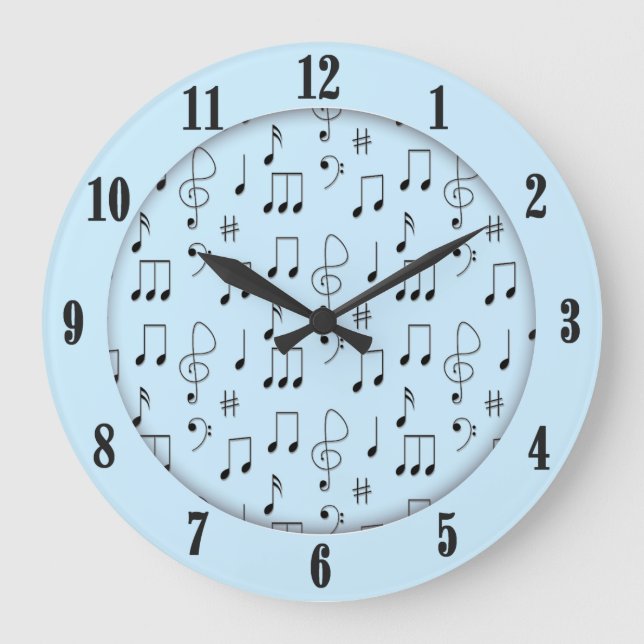 Nur Noted Blue Große Wanduhr (Vorderseite)