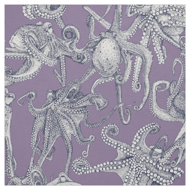 nur Oktopusse navy blau violett Stoff (Muster)