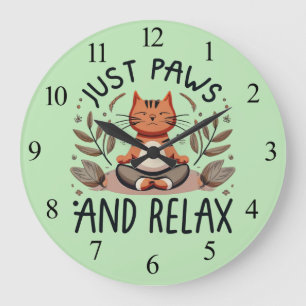 Nur Paare und Relax Yoga Cat Große Wanduhr