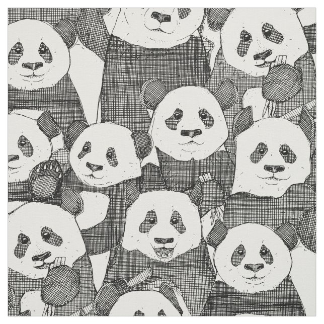 Nur Panda schwarz Stoff (Muster)