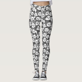 nur Panda Schwarz-weiß Leggings