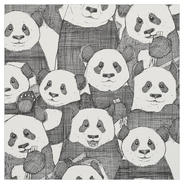 nur Panda Schwarz-weiß Stoff (Muster)