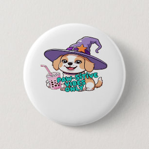 Nur Paw-Schwänze - Niedlicher Hund mit Blasen-Tee Button