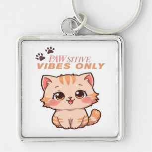 Nur Pawsitive Farben - Niedliches Kawaii Cat Desig Schlüsselanhänger