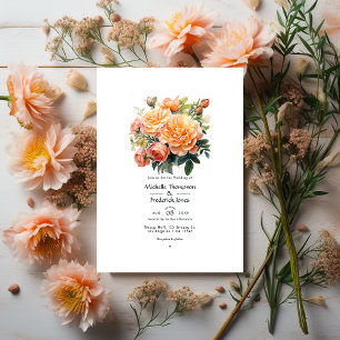 Nur Peachy Floral Wedding Einladung