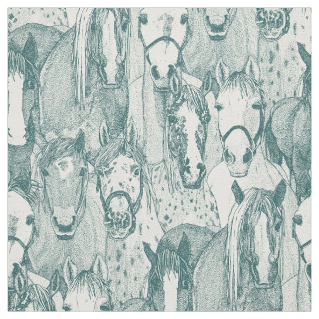 nur Pferde Jade halbe Perle Stoff (Muster)