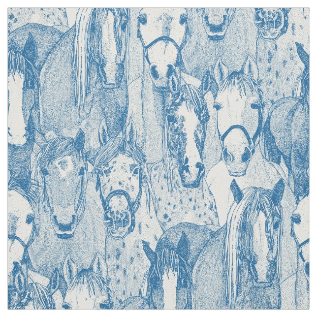 nur Pferde kobaltblau halb Perle Stoff (Muster)