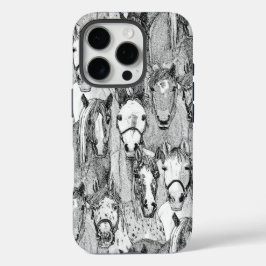 nur Pferde schwarz weiß iPhone 16 Pro Hülle