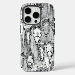 nur Pferde schwarz weiß iPhone 16 Pro Hülle