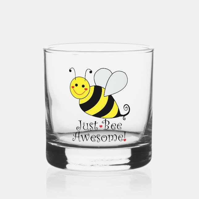 Nur Phantastische Niedliche Gelbe Hummel Whiskyglas (Vorderseite)