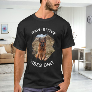 Nur positive Pfoten-Schwingungen Hund Foto schwarz T-Shirt
