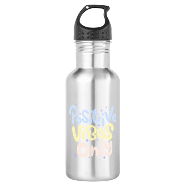Nur positive Vibes Edelstahlflasche (Vorderseite)