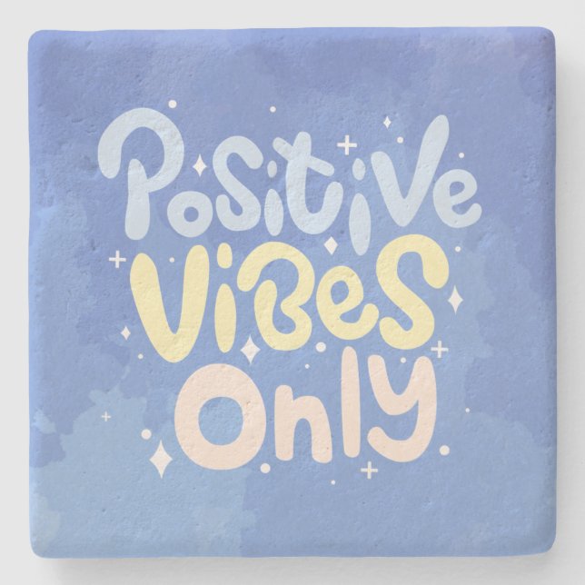 Nur positive Vibes Steinuntersetzer (Vorderseite)