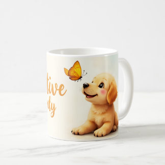 Nur positive Vibes Welpen & Schmetterling Kaffeetasse