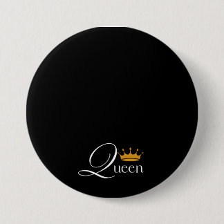 "Nur Queen Vibes: Black Button mit 'Queen'