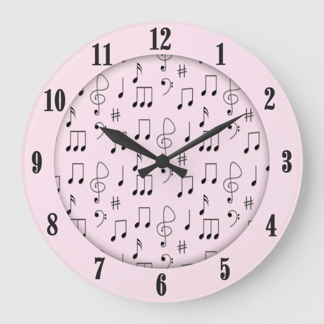 Nur Rosa notiert Große Wanduhr (Vorderseite)