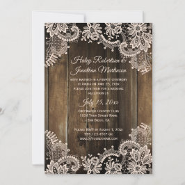 Nur rustikale Spitzen- und Stallholz-Empfang Einladung