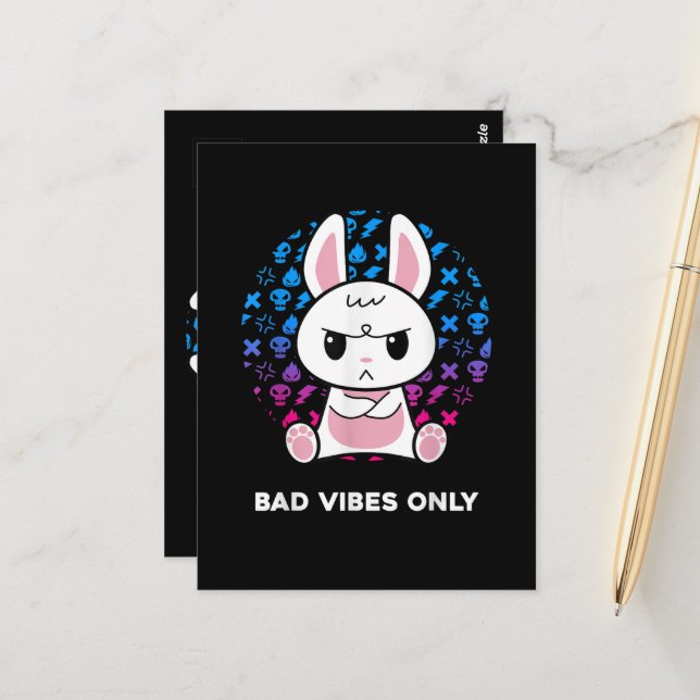 Nur schlechte Vibes Postkarte (Vorderseite/Rückseite Beispiel)