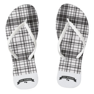 Nur Schwarz und Weiß verheiratet Kariert Flip Flops